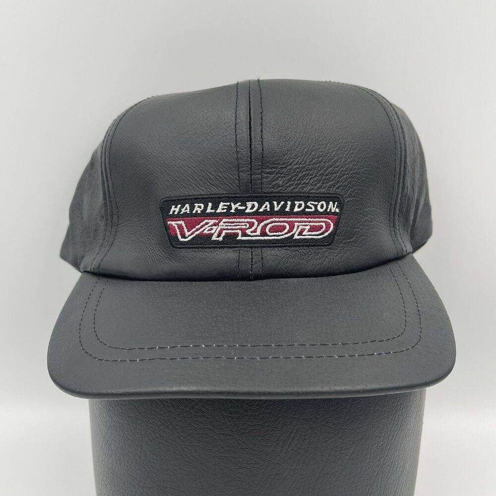 Vintage Harley Davidson Motorcycles Men’s V-Rod Logo Leather Strapback Hat - NWT